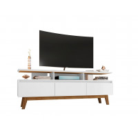 Manhattan Comfort 234BMC6 Yonkers 70.86 TV Stand with Solid Wood Legs and 6 Media and Storage Compartments in White